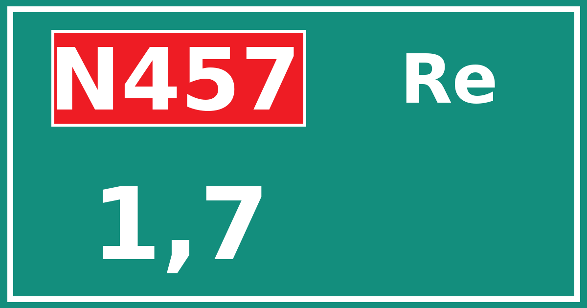 Hectometerbord N457 1,7 zijde Re