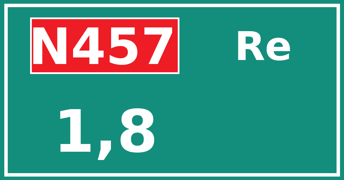 Hectometerbord N457 1,8 zijde Re