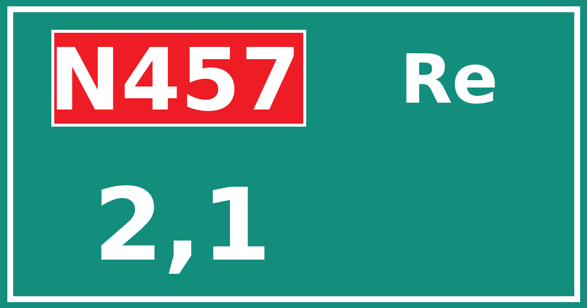 Hectometerbord N457 2,1 zijde Re