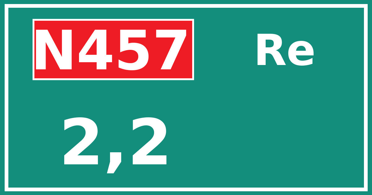 Hectometerbord N457 2,2 zijde Re