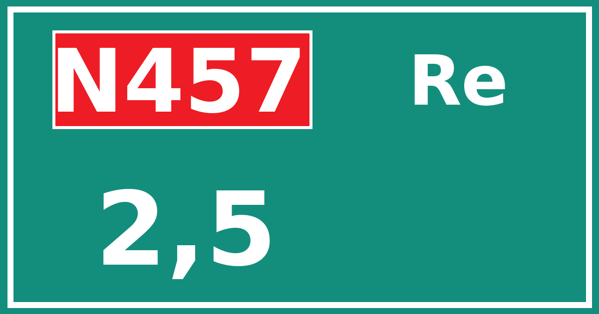 Hectometerbord N457 2,5 zijde Re