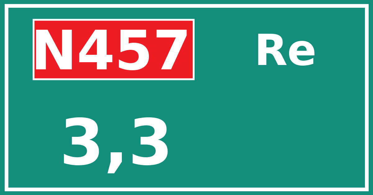 Hectometerbord N457 3,3 zijde Re