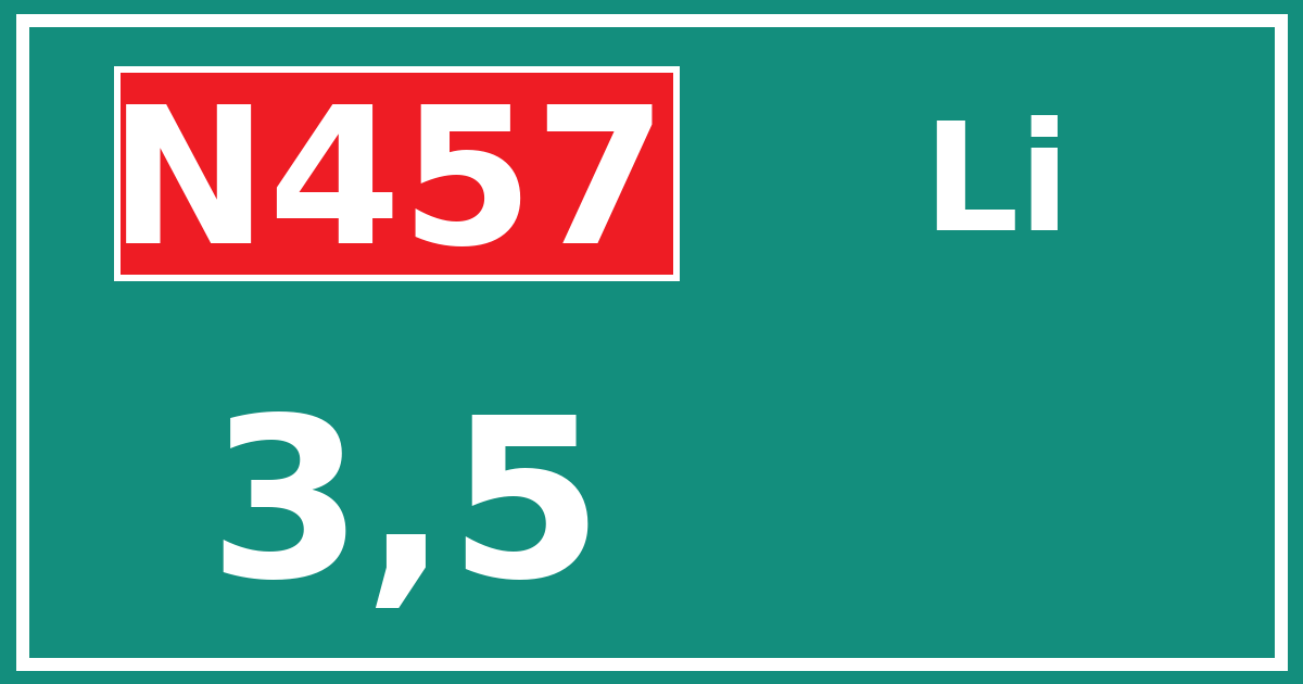 Hectometerbord N457 3,5 zijde Li