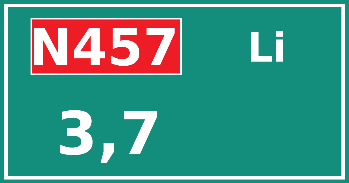 Hectometerbord N457 3,7 zijde Li
