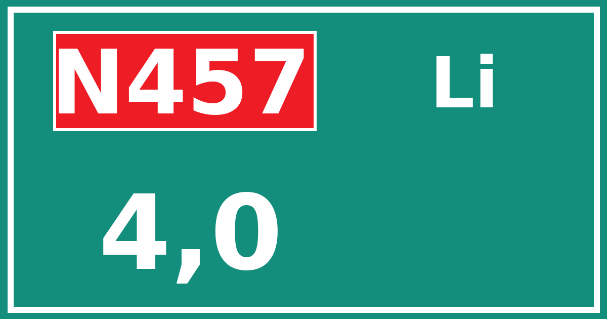 Hectometerbord N457 4,0 zijde Li