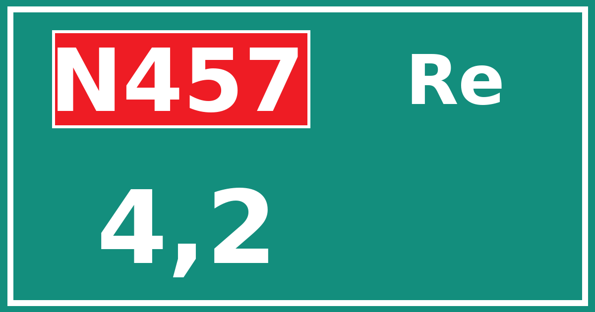 Hectometerbord N457 4,2 zijde Re