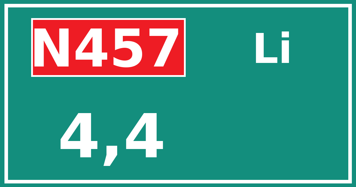 Hectometerbord N457 4,4 zijde Li