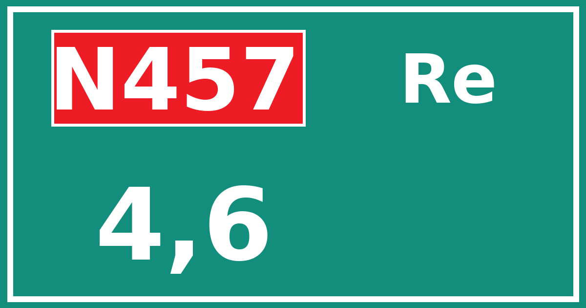 Hectometerbord N457 4,6 zijde Re
