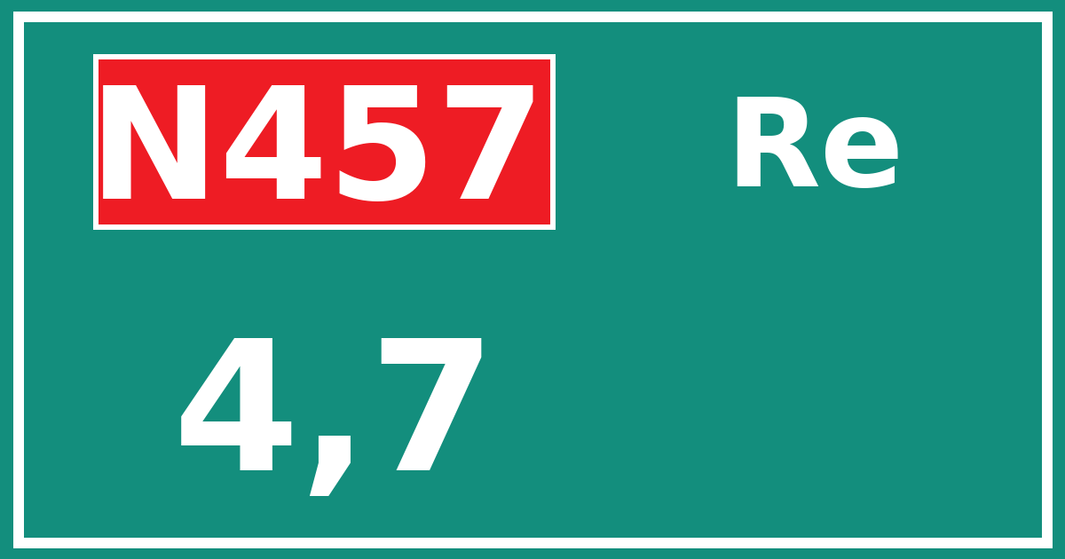 Hectometerbord N457 4,7 zijde Re