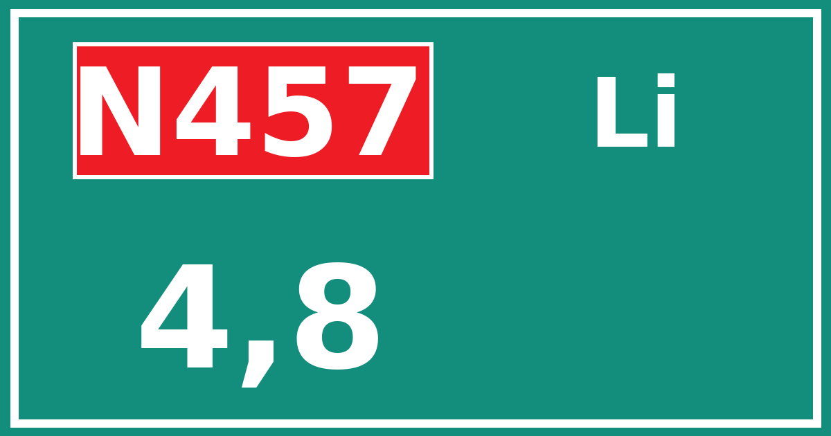 Hectometerbord N457 4,8 zijde Li