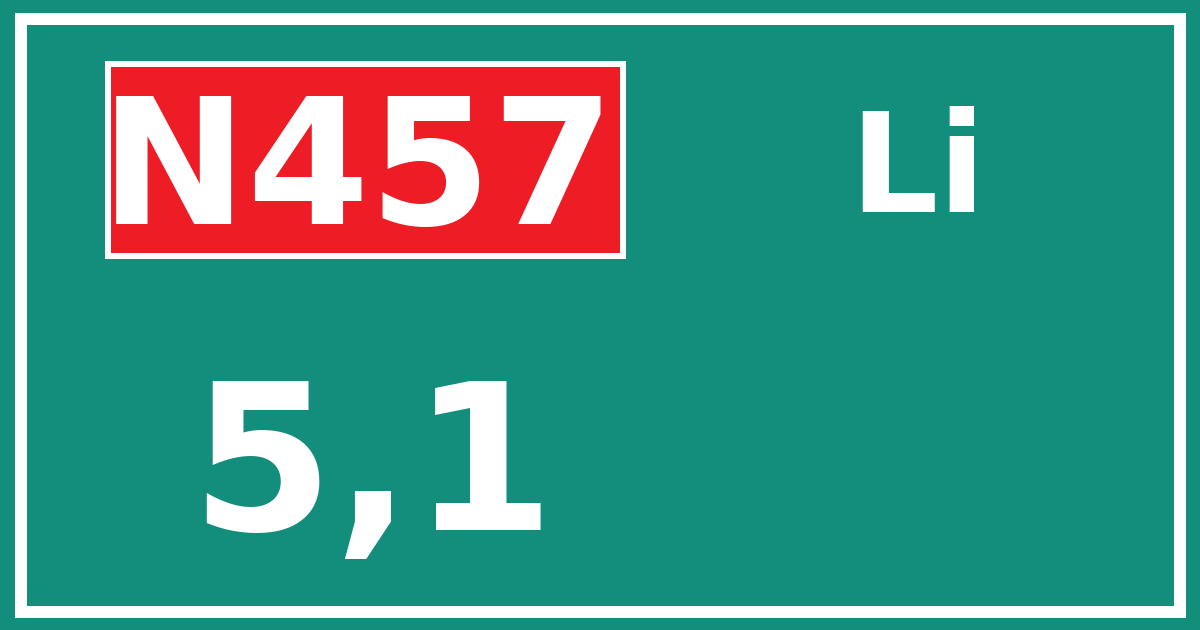 Hectometerbord N457 5,1 zijde Li