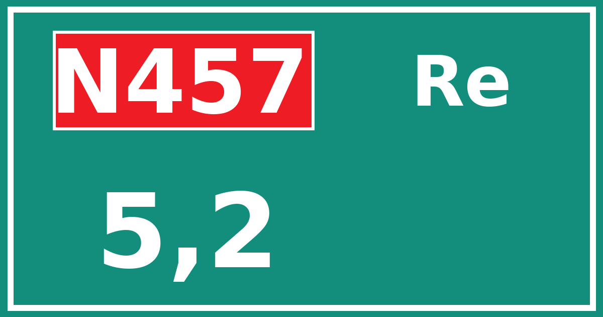 Hectometerbord N457 5,2 zijde Re