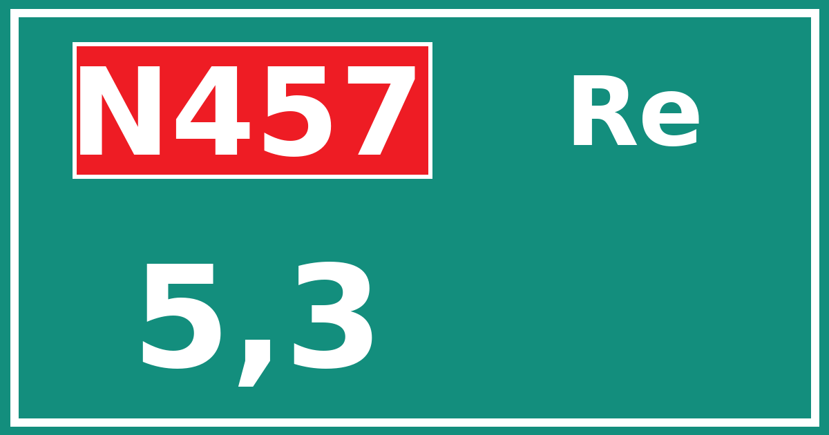 Hectometerbord N457 5,3 zijde Re
