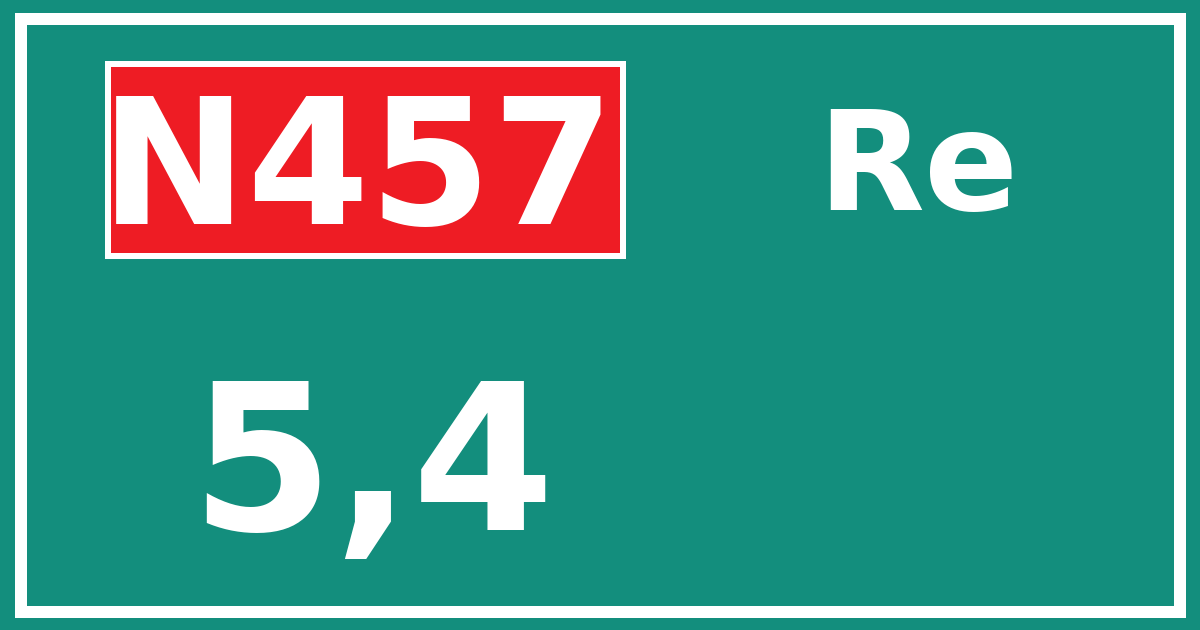 Hectometerbord N457 5,4 zijde Re