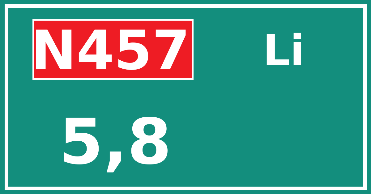 Hectometerbord N457 5,8 zijde Li