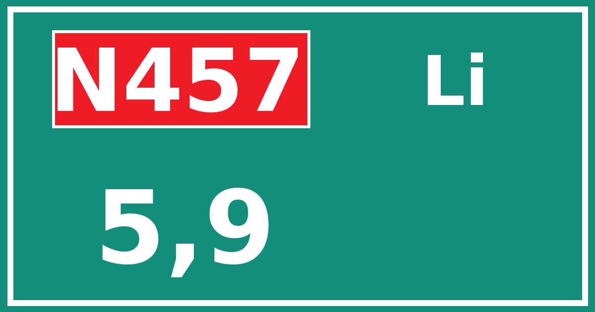 Hectometerbord N457 5,9 zijde Li