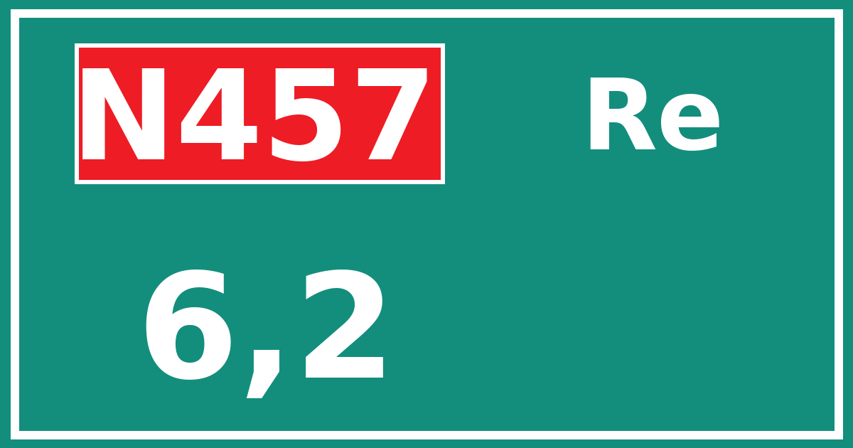 Hectometerbord N457 6,2 zijde Re
