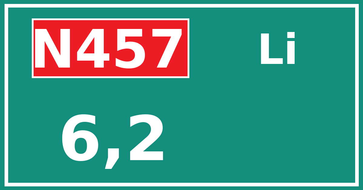 Hectometerbord N457 6,2 zijde Li