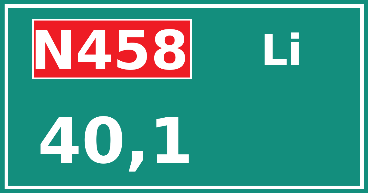 Hectometerbord N458 40,1 zijde Li