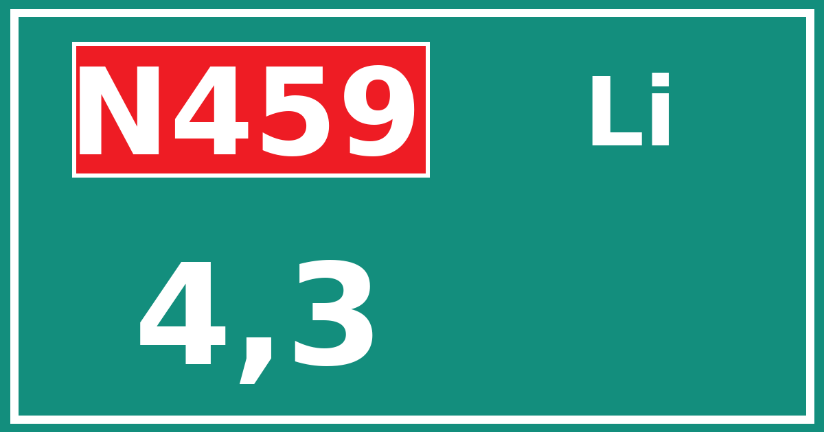 Hectometerbord N459 4,3 zijde Li