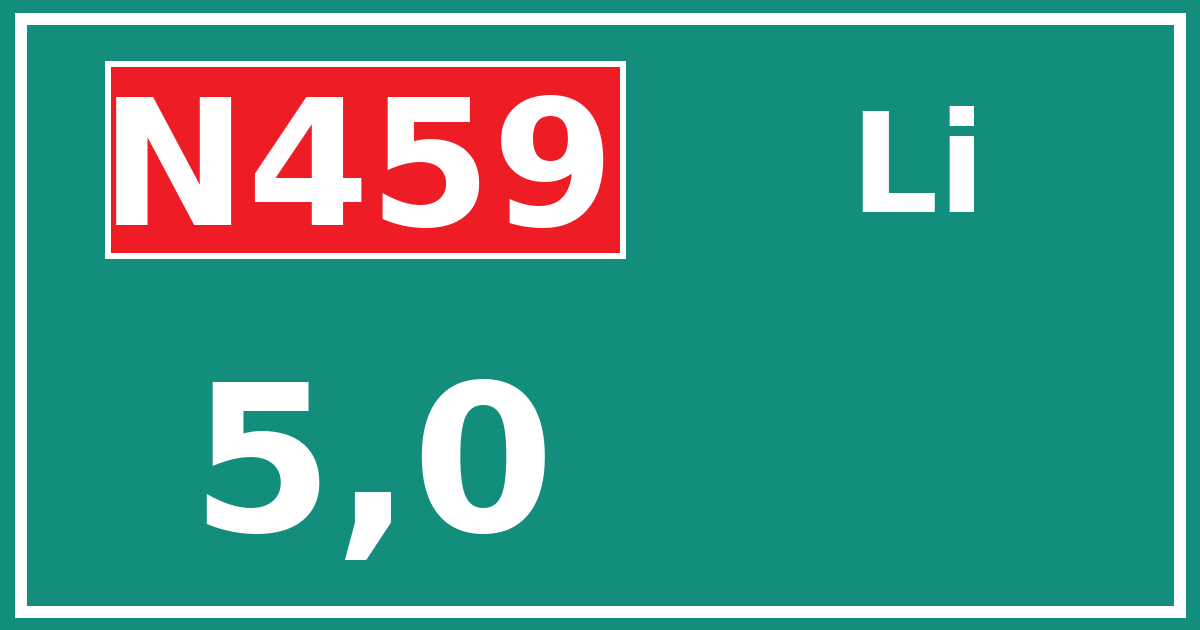 Hectometerbord N459 5,0 zijde Li