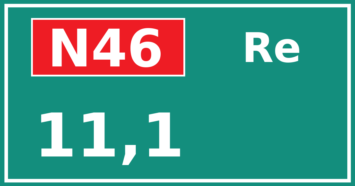 Hectometerbord N46 11,1 zijde Re