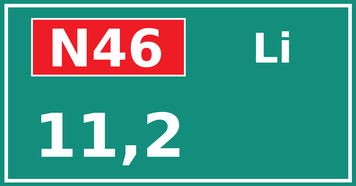 Hectometerbord N46 11,2 zijde Li