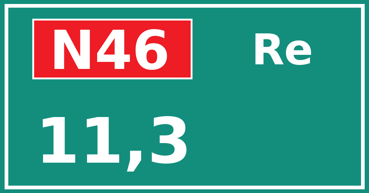 Hectometerbord N46 11,3 zijde Re