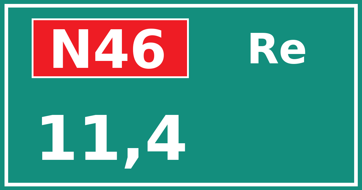 Hectometerbord N46 11,4 zijde Re