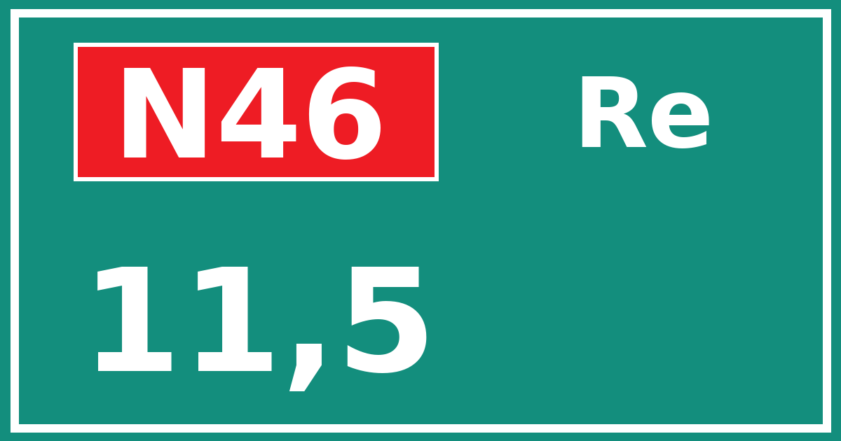 Hectometerbord N46 11,5 zijde Re