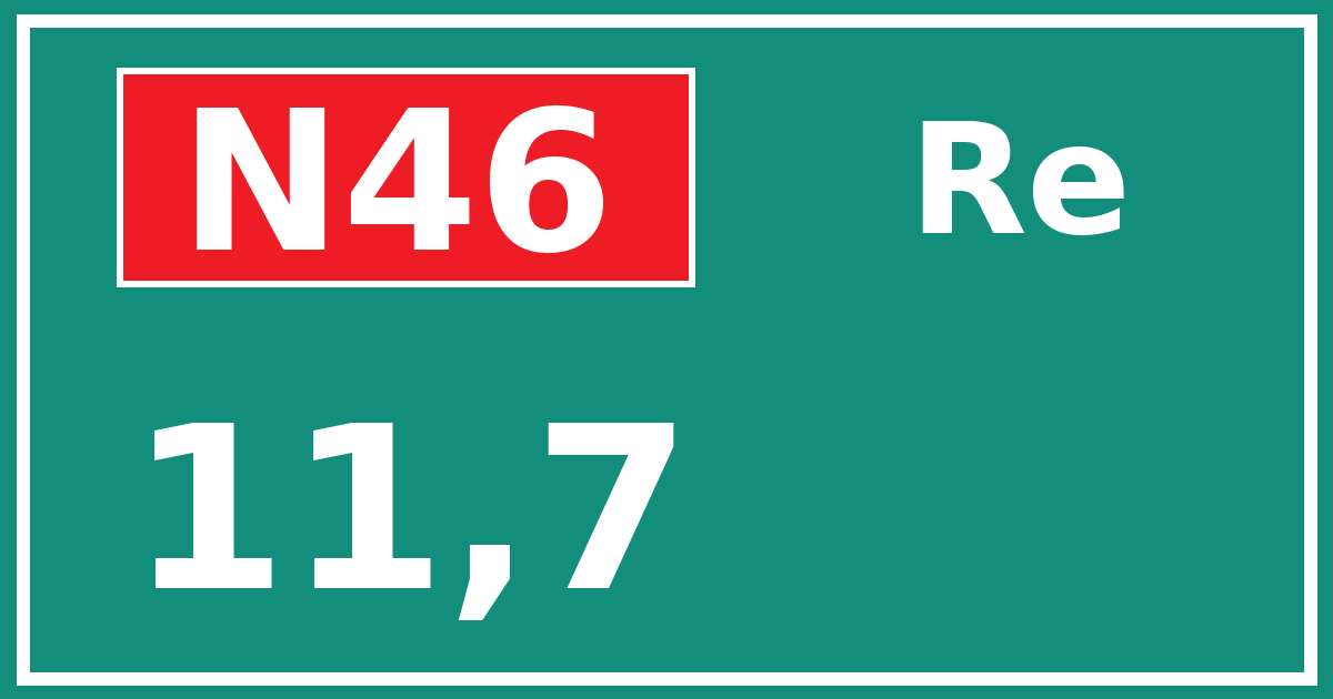 Hectometerbord N46 11,7 zijde Re