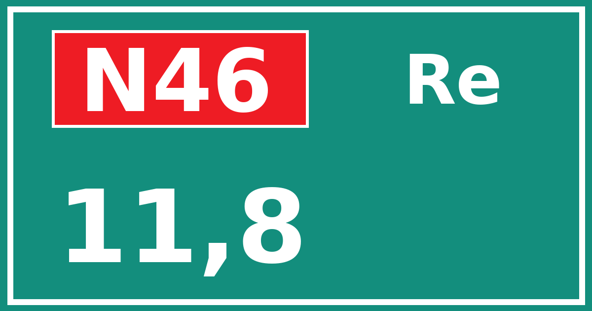 Hectometerbord N46 11,8 zijde Re