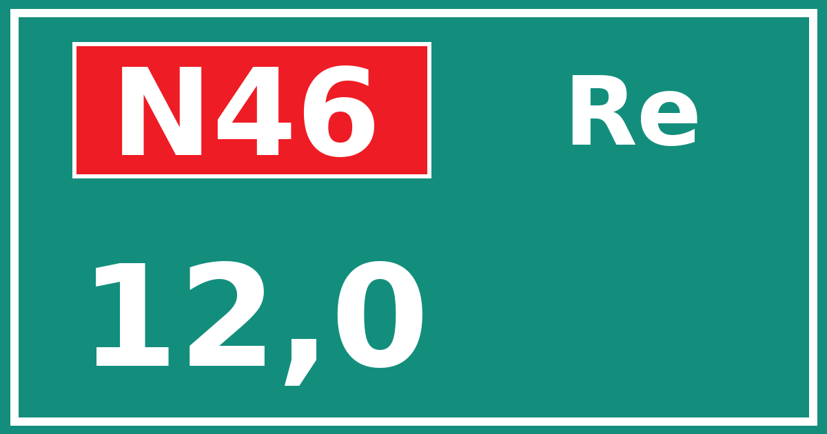 Hectometerbord N46 12,0 zijde Re