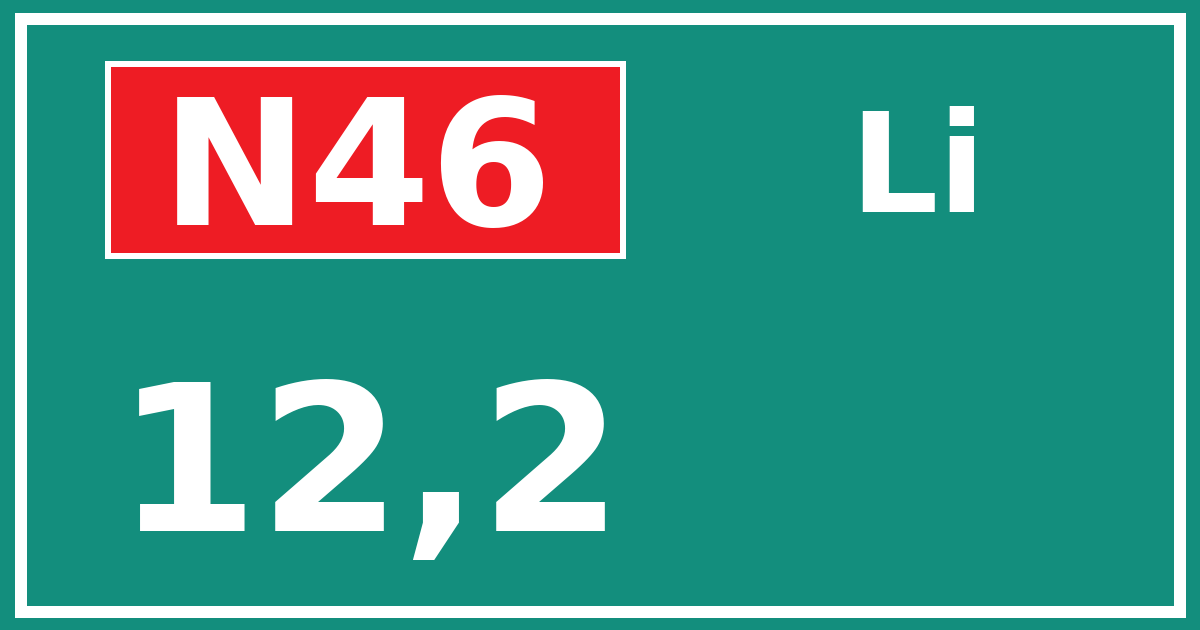 Hectometerbord N46 12,2 zijde Li