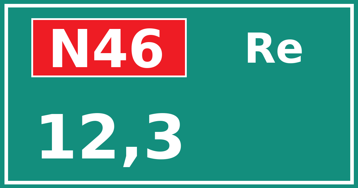 Hectometerbord N46 12,3 zijde Re
