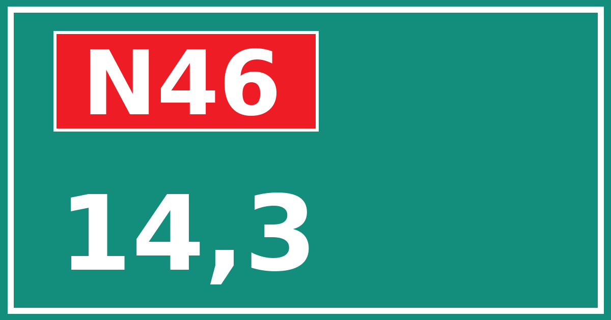 Hectometerbord N46 14,3
