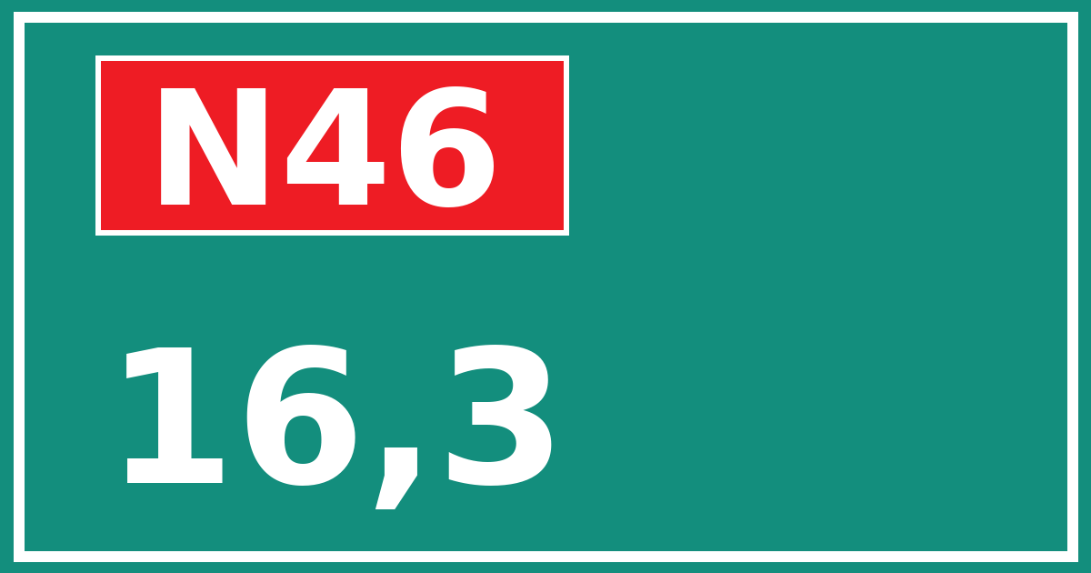 Hectometerbord N46 16,3