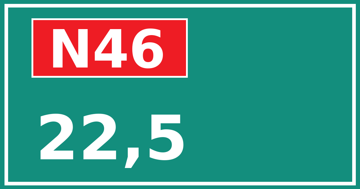 Hectometerbord N46 22,5