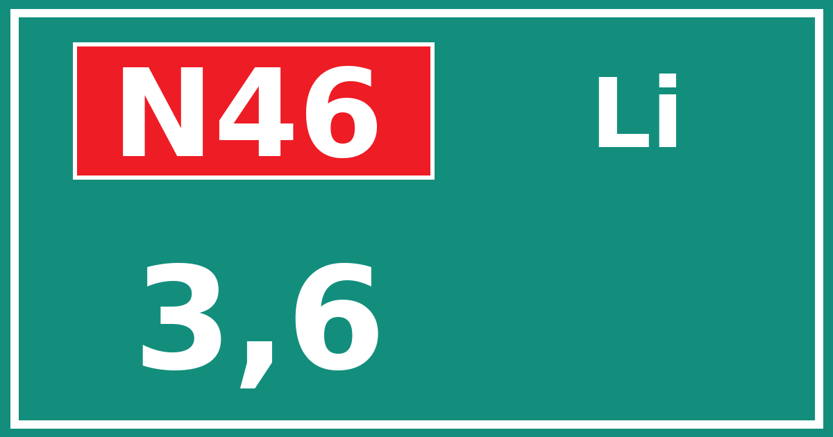 Hectometerbord N46 3,6 zijde Li