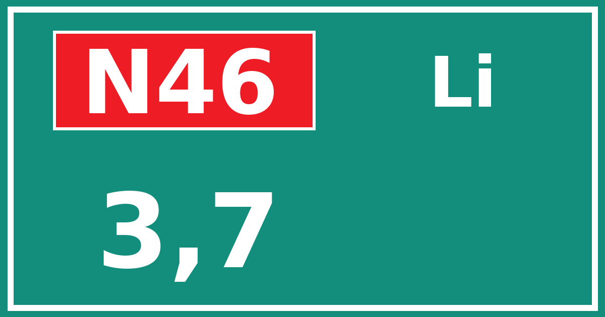 Hectometerbord N46 3,7 zijde Li