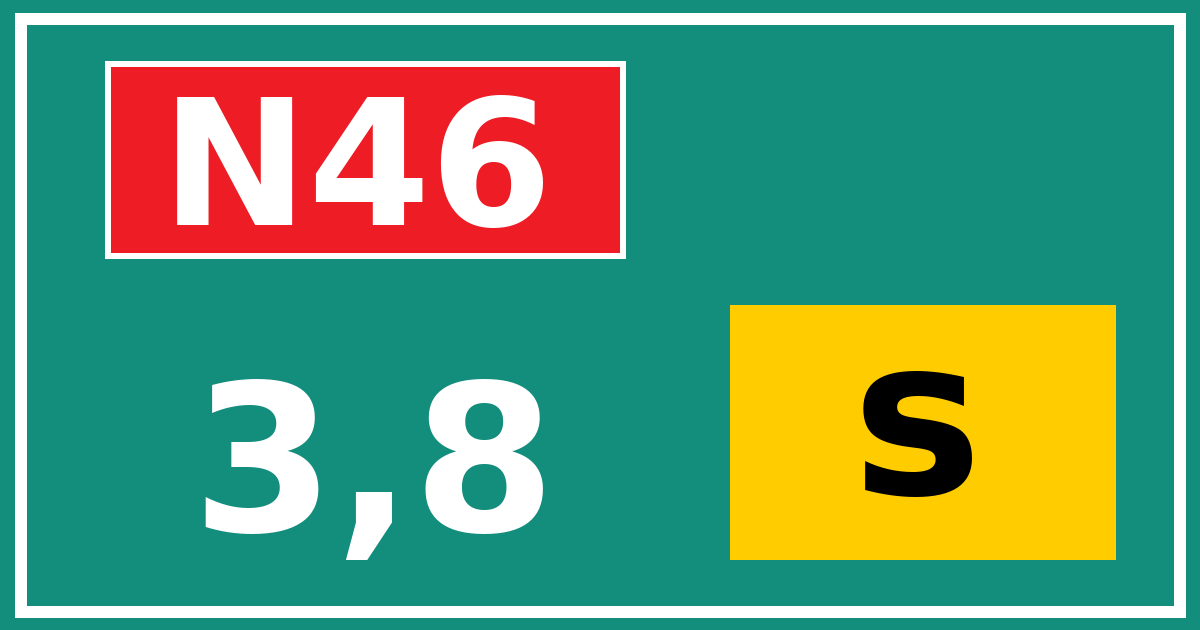 Hectometerbord N46 3,8 letter s