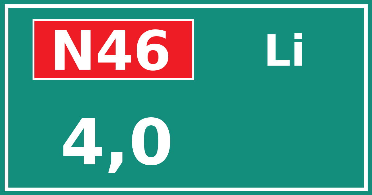Hectometerbord N46 4,0 zijde Li
