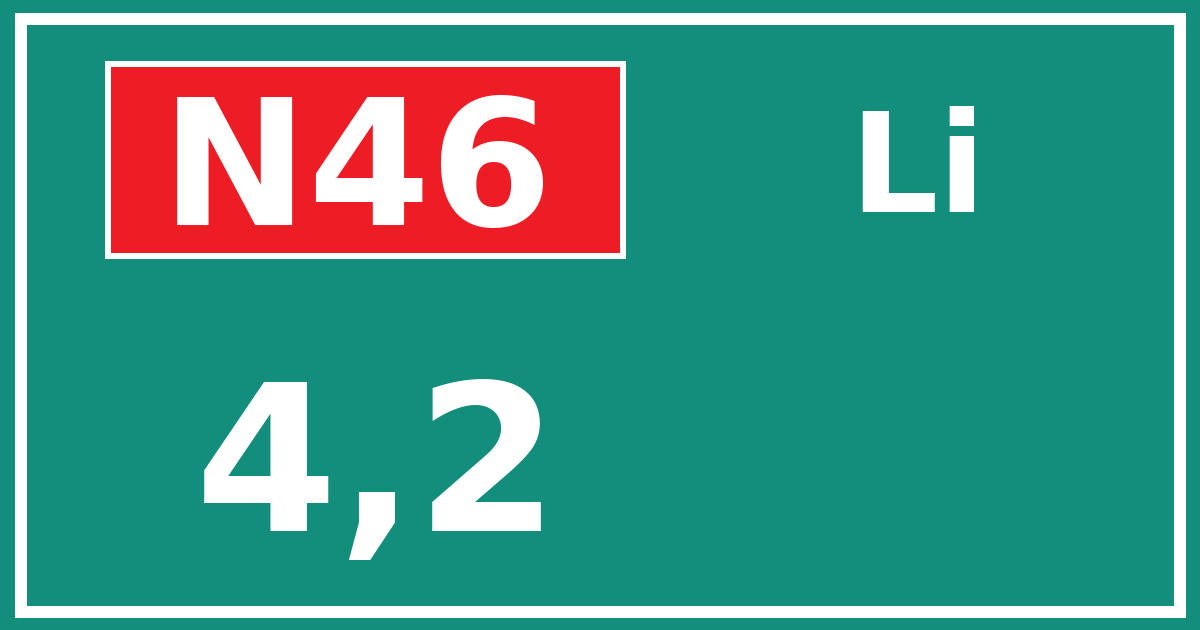 Hectometerbord N46 4,2 zijde Li