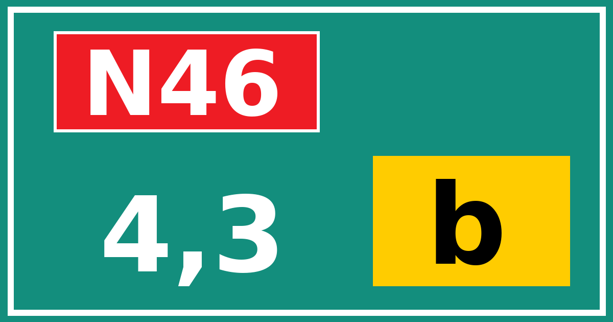 Hectometerbord N46 4,3 letter b