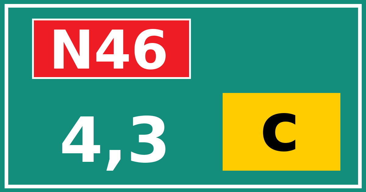 Hectometerbord N46 4,3 letter c