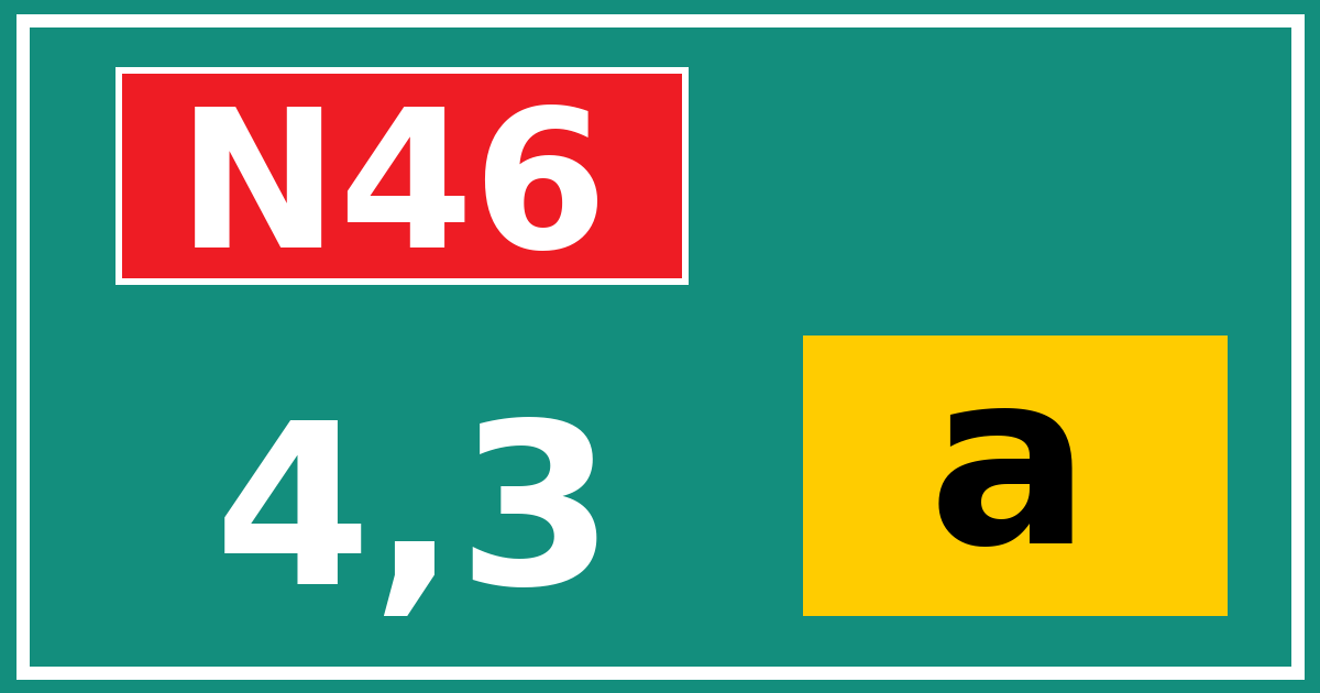 Hectometerbord N46 4,3 letter a