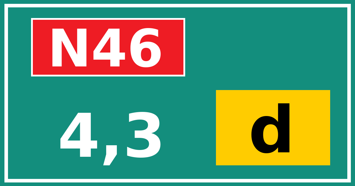 Hectometerbord N46 4,3 letter d