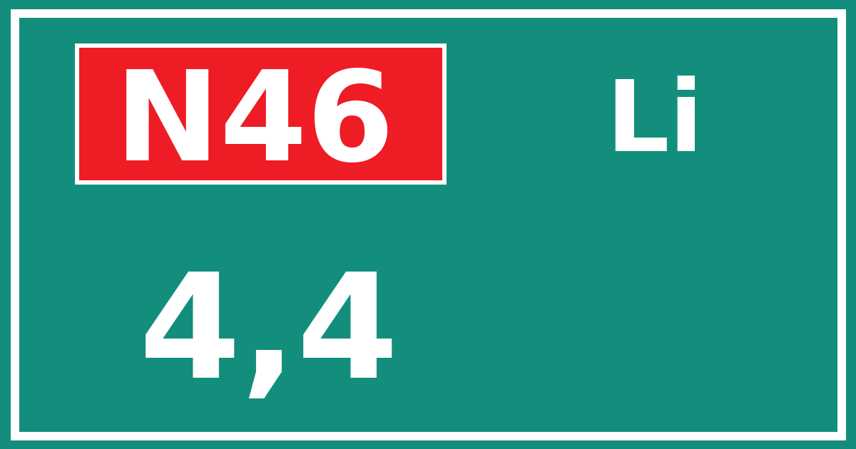 Hectometerbord N46 4,4 zijde Li