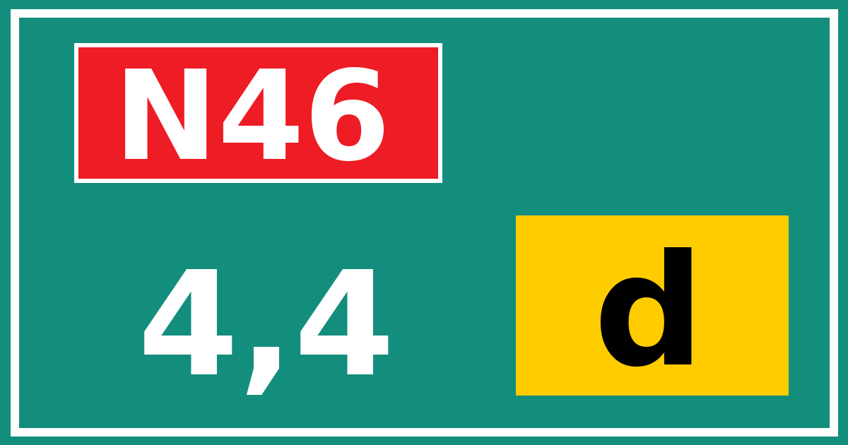 Hectometerbord N46 4,4 letter d