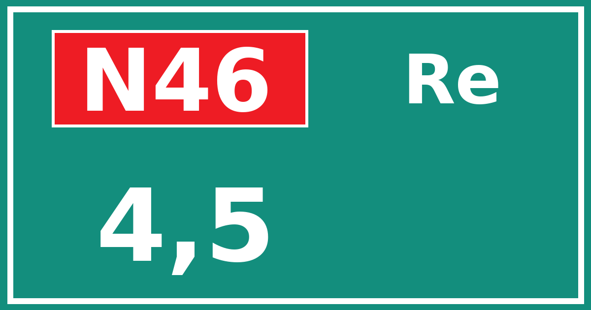 Hectometerbord N46 4,5 zijde Re
